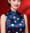 彩色圆点图案旗袍的魅力