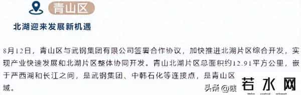 青山控股,重磅，武钢集团将参与青山区北湖新城建设，即将启动大规模拆迁！