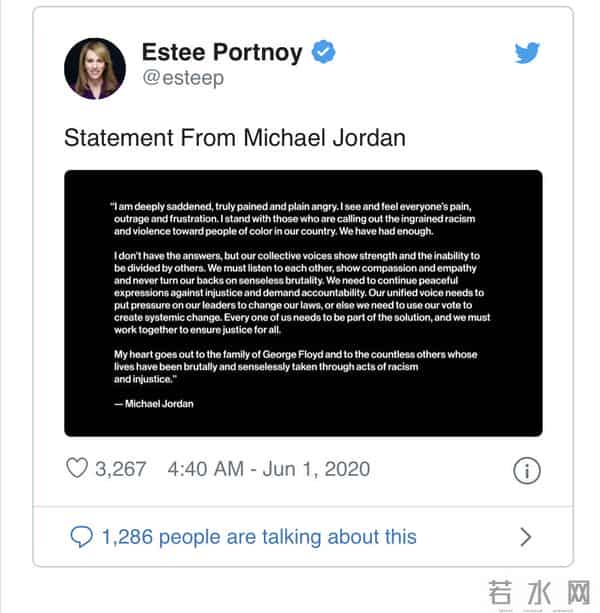 乔丹再发声-打破沉默抵制种族歧视,乔丹发表声明:我们受够了