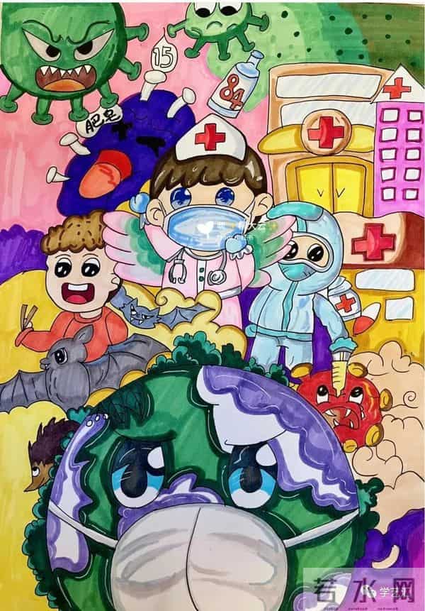 抗击疫情简笔画