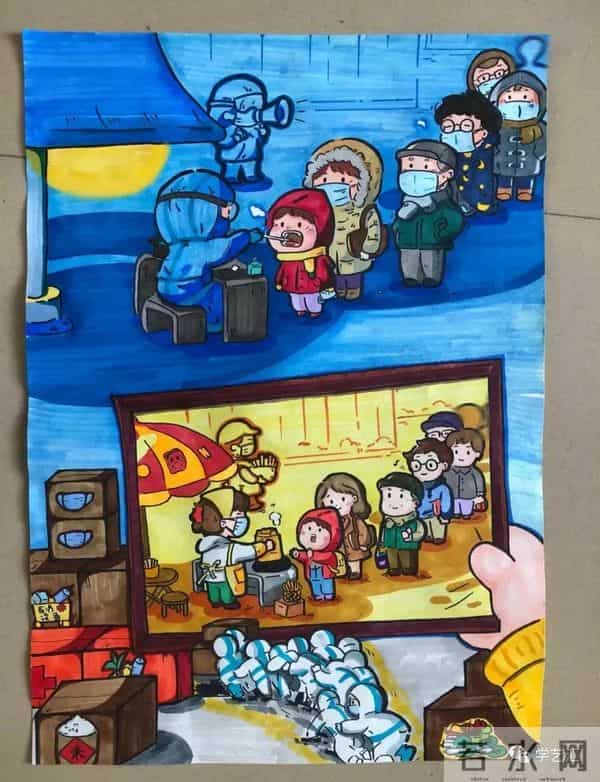 抗击疫情简笔画