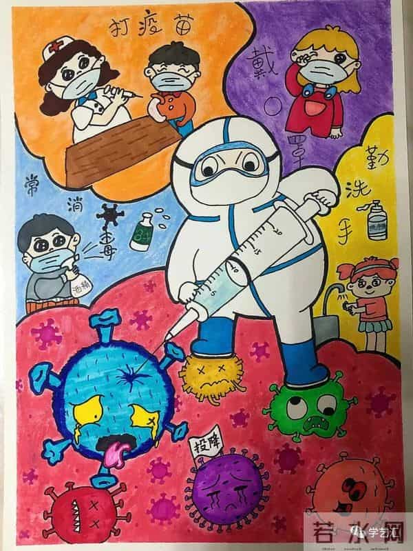 抗击疫情简笔画