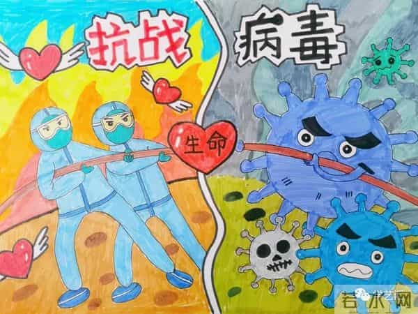 抗击疫情简笔画