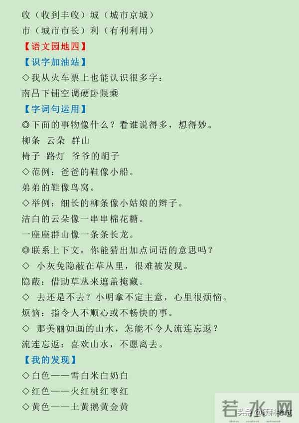 部编版二年级上册语文全册知识点汇，单元、期中、期末复习收藏好