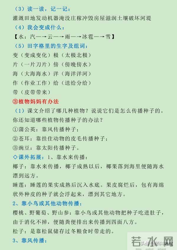 部编版二年级上册语文全册知识点汇，单元、期中、期末复习收藏好