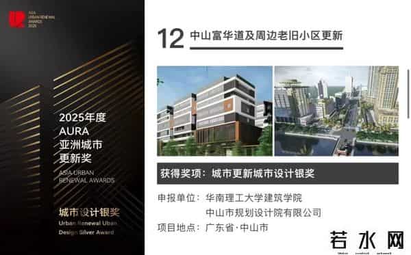 喜报！中山城建集团下属规划设计院《中山富华道及周边老旧小区更新》项目荣获AURA亚洲城市更新奖