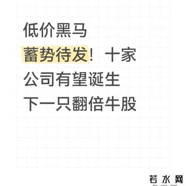 低价黑马蓄势待发！深挖十家潜力公司，谁将成为下一只翻倍牛股？