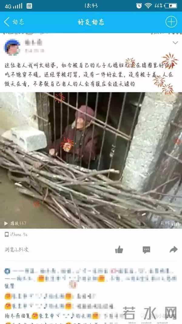 夫妻将老母当猪养