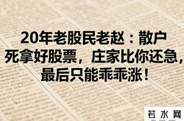 20年老股民老赵：散户死拿好股票，庄家比你还急，最后只能乖乖涨