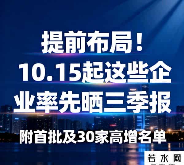 提前布局！10.15起这些企业率先晒三季报 附首批及30家高增名单