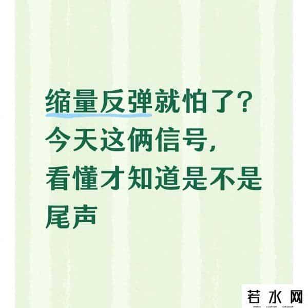 缩量反弹就怕了？今天这俩信号，看懂才知道是不是尾声