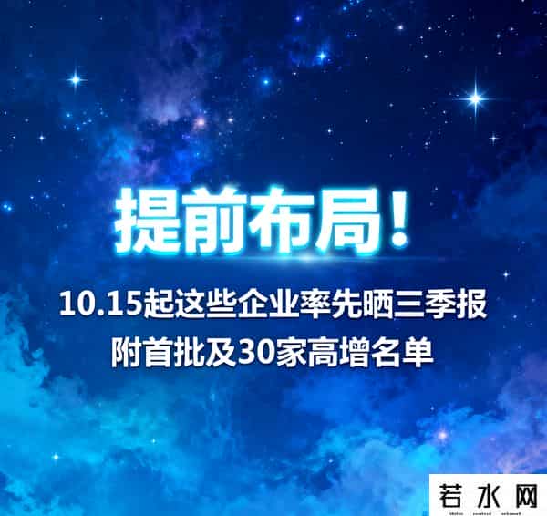 提前布局！10.15起这些企业率先晒三季报 附首批及30家高增名单