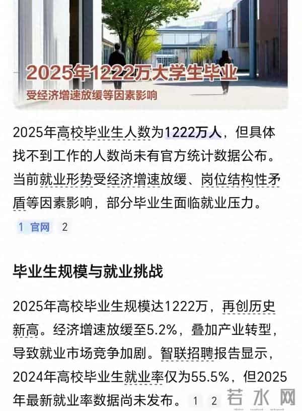 看到一篇报道：2025年有1220万大学生毕业，他们将何去何从？