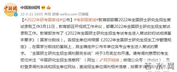 2022年考研国家线