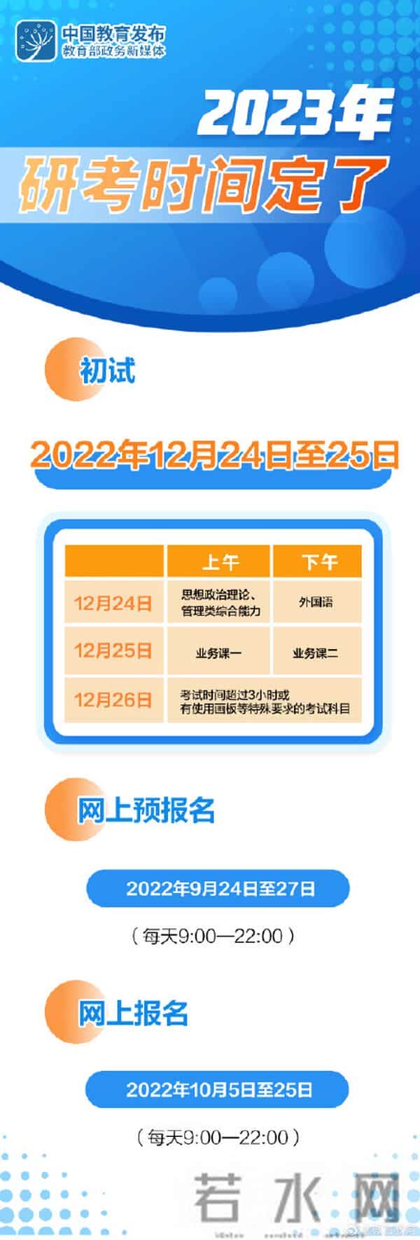 考研时间公布定了!2023年研考时间公布