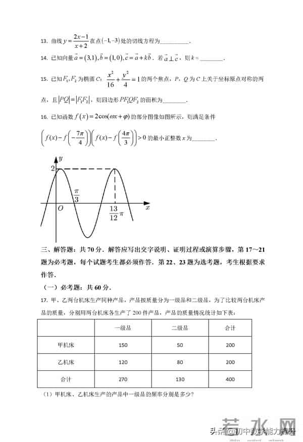 2021全国甲卷2021年高考真题——数学(理)(全国甲卷)Word解析版