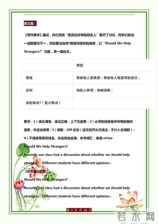 初中英语（30篇）满分作文，涵盖所有话题，几乎“次次”考试都有