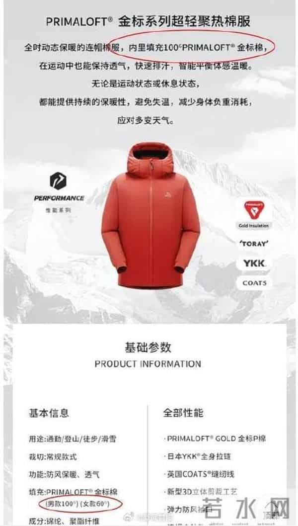 央媒曝700元的伯希和宣传棉服填充物100g实际到手60g?客服回应:看小字……