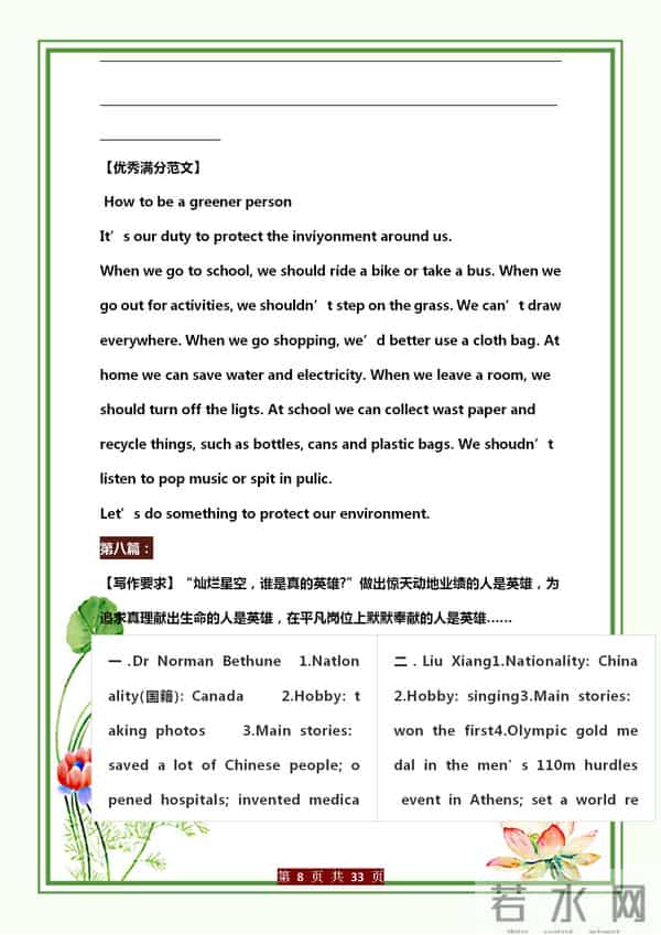 初中英语（30篇）满分作文，涵盖所有话题，几乎“次次”考试都有