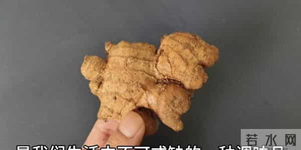 把白糖抹在生姜上。