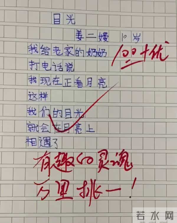 十岁小学生满分作文《目光》,老师评论:有趣的灵魂万里挑一