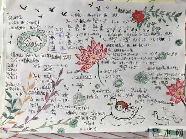 高一学生做的数学手抄报，数列知识这样总结，学起来容易多了