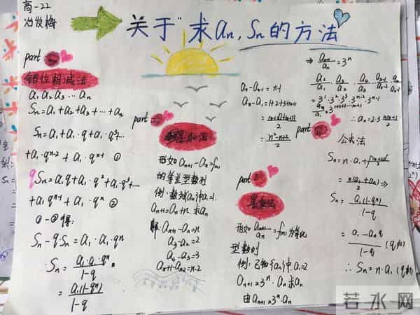 高一学生做的数学手抄报，数列知识这样总结，学起来容易多了