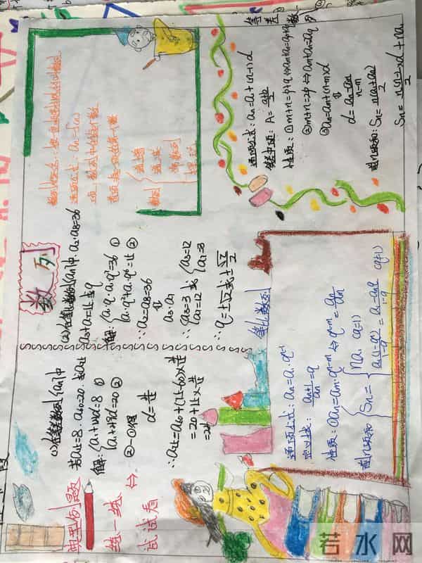 高一学生做的数学手抄报，数列知识这样总结，学起来容易多了