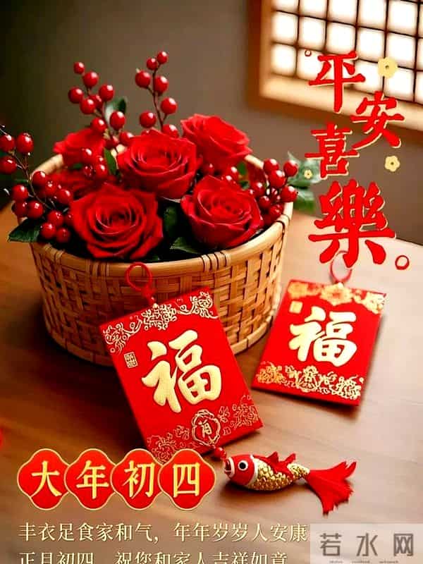 2025大年初四拜年祝福语漂亮图片，蛇年吉祥！新年快乐！
