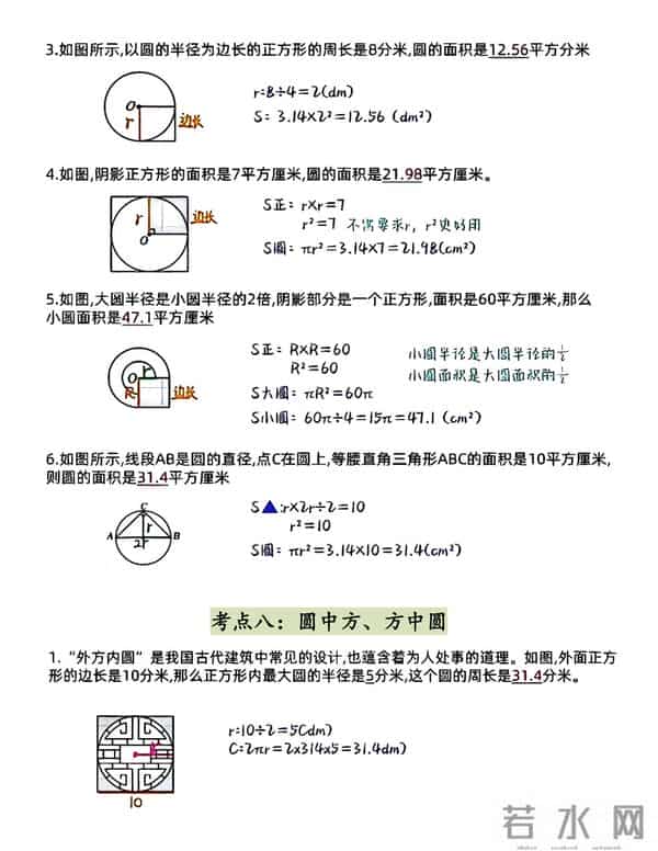 六上数学《圆》9类题型（高清电子版可打印可下载）