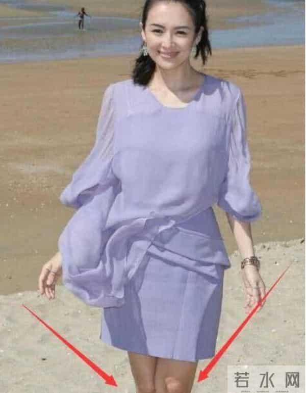 章子怡海滩照曝光，当镜头照到全身后，毫无修饰的她太真实了