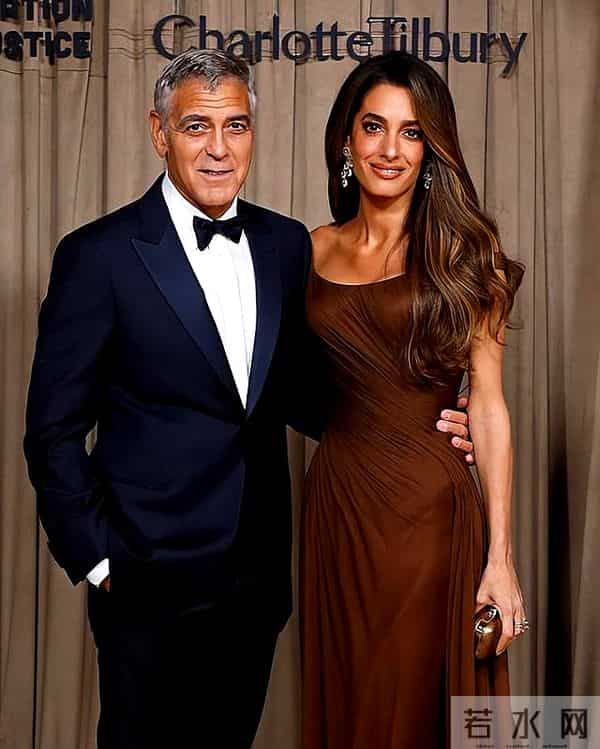 克鲁尼夫妇走红毯真是养眼!47岁美女律师娇妻穿裹身鱼尾裙,真美