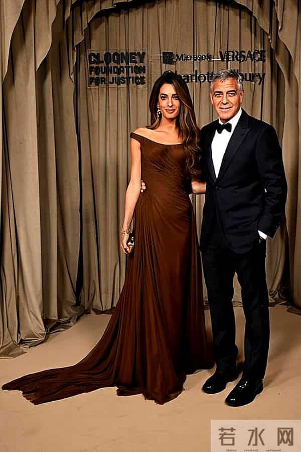 克鲁尼夫妇走红毯真是养眼!47岁美女律师娇妻穿裹身鱼尾裙,真美