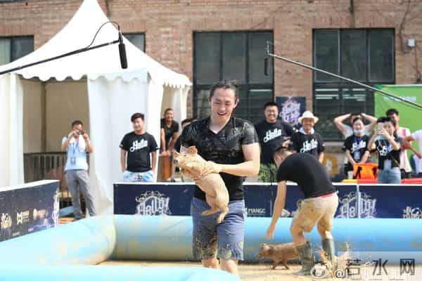 潘石屹儿子也下泥潭抓猪,画风和王思聪完全俩样