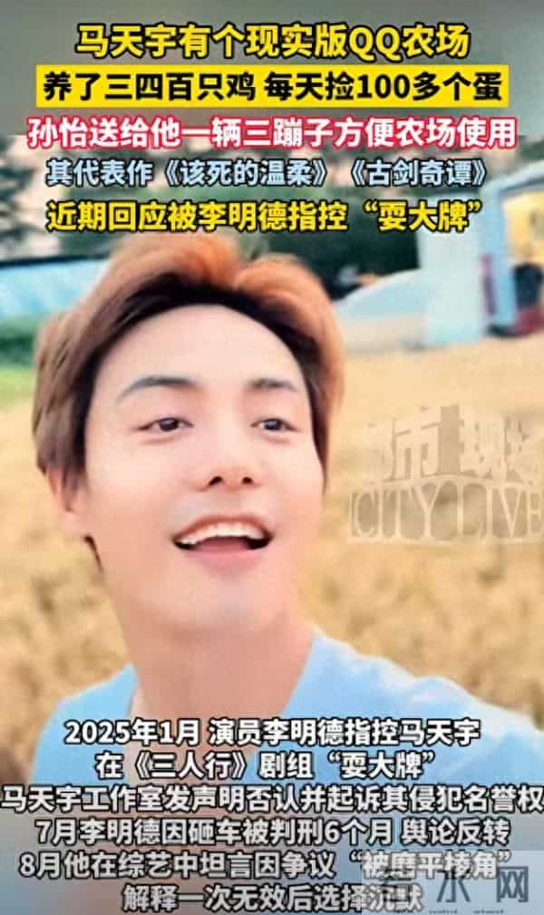 39岁马天宇首次公开自己的农场:养了三四百只鸡,每天捡100多枚蛋,草莓、西红柿、茄子等应有尽有