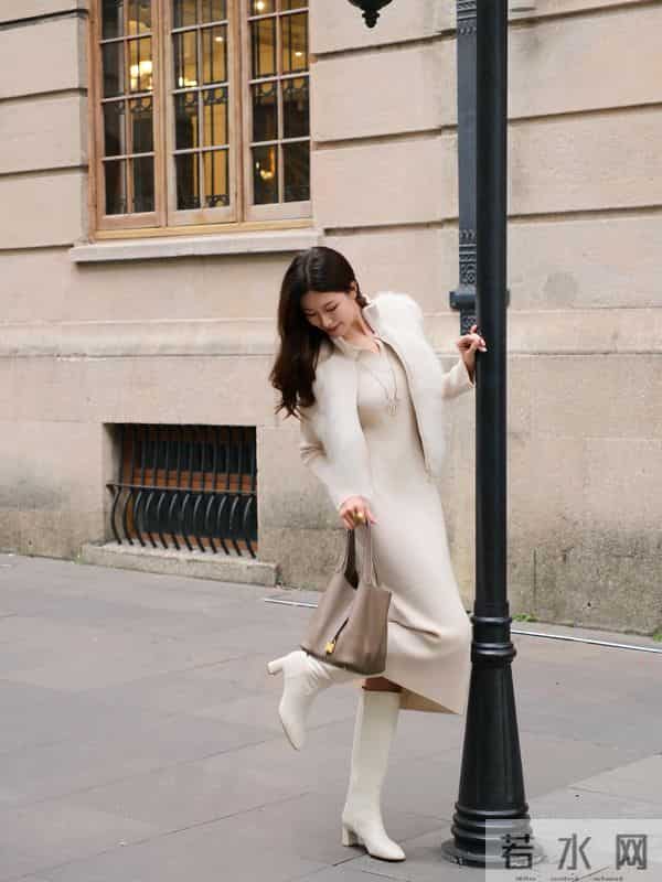 广东电台主持人彭婷婷脚穿白色长筒靴，高贵优雅