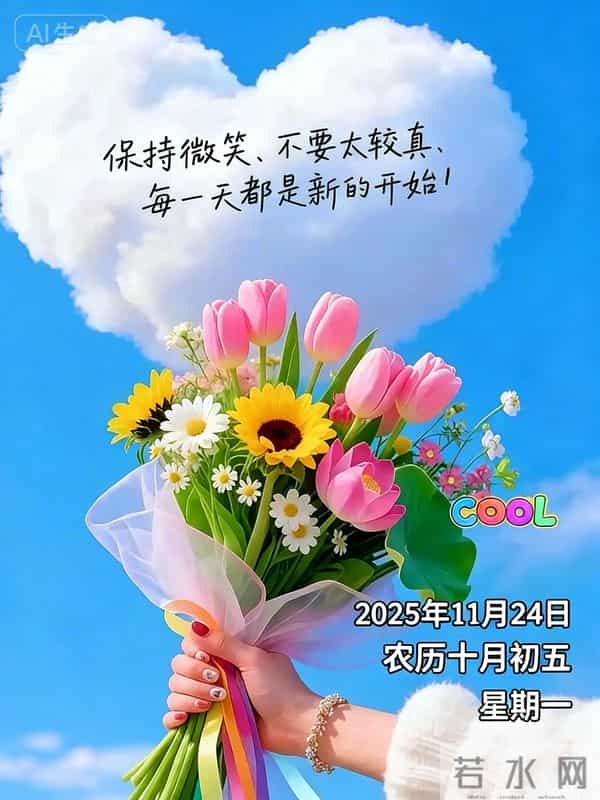 2025年11月24日十月初五早上好，周一早晨祝福语，冬日早安图片