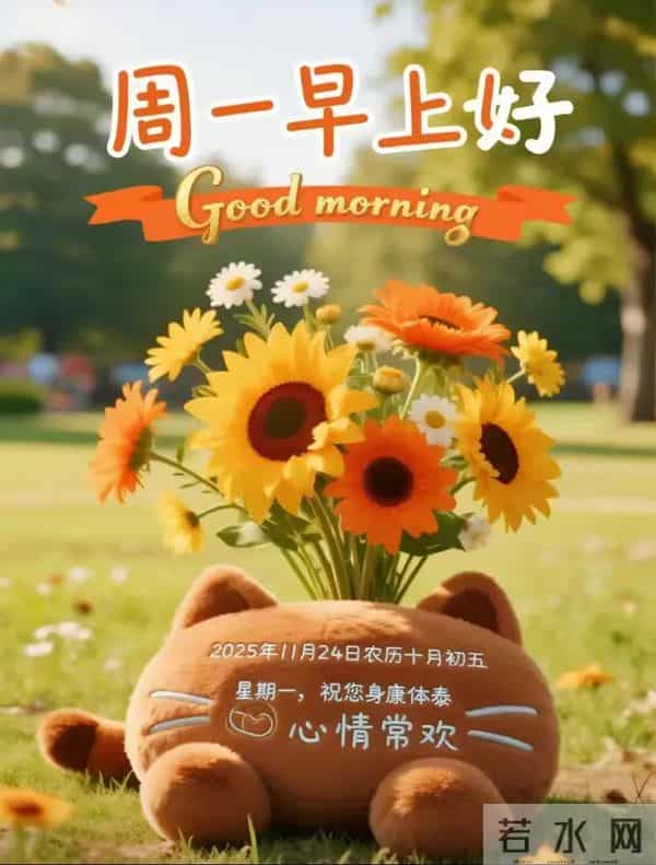 「冬日暖阳」11月24日早上好！初冬的早晨祝福问候语，早安图片