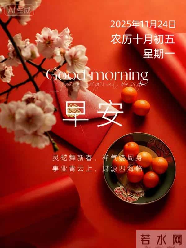 2025.11.24今日十月初五——早上好,周一祝福问候语,早安图片