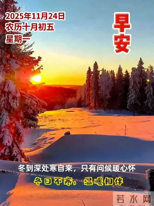 2025.11.24今日十月初五——早上好,周一祝福问候语,早安图片