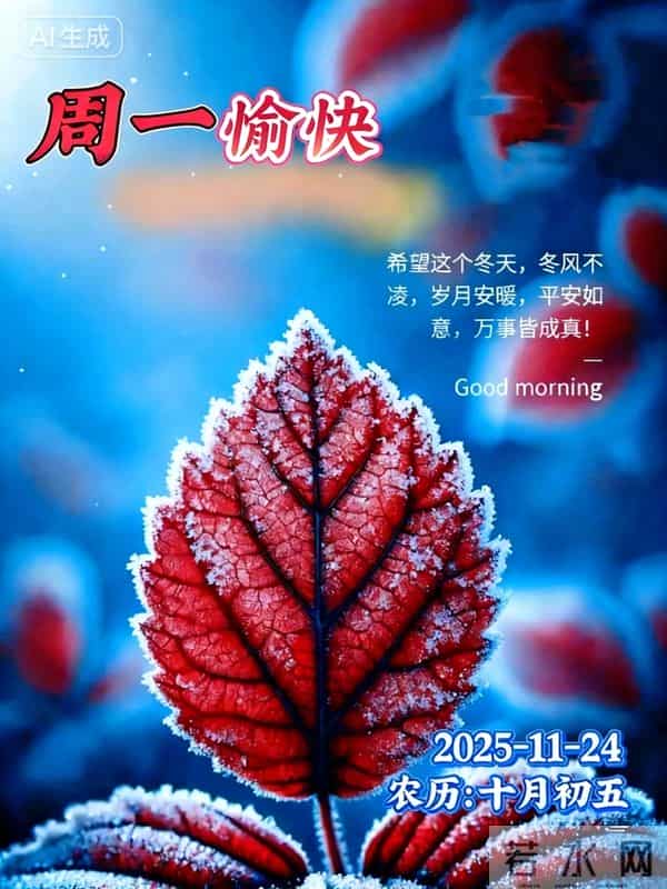 「冬日暖阳」11月24日早上好！初冬的早晨祝福问候语，早安图片