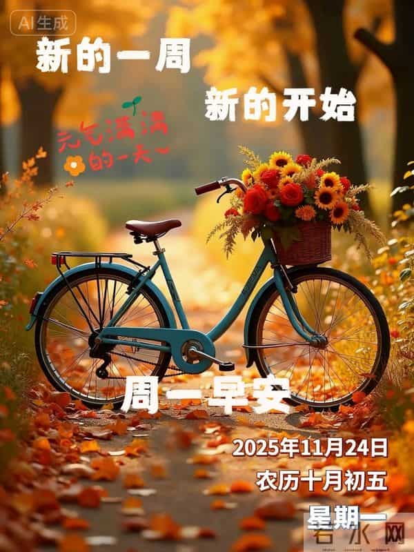 2025.11.24今日十月初五——早上好,周一祝福问候语,早安图片