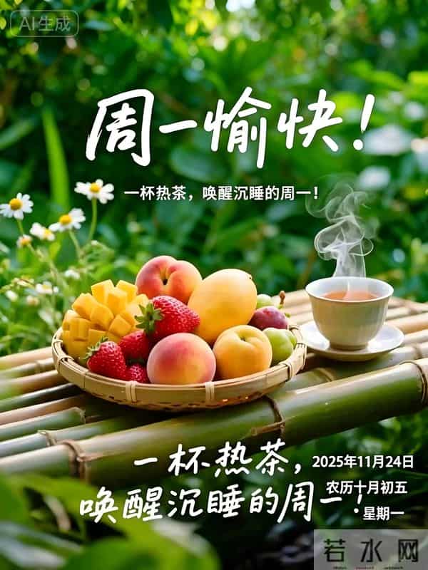 2025年11月24日十月初五早上好，周一早晨祝福语，冬日早安图片