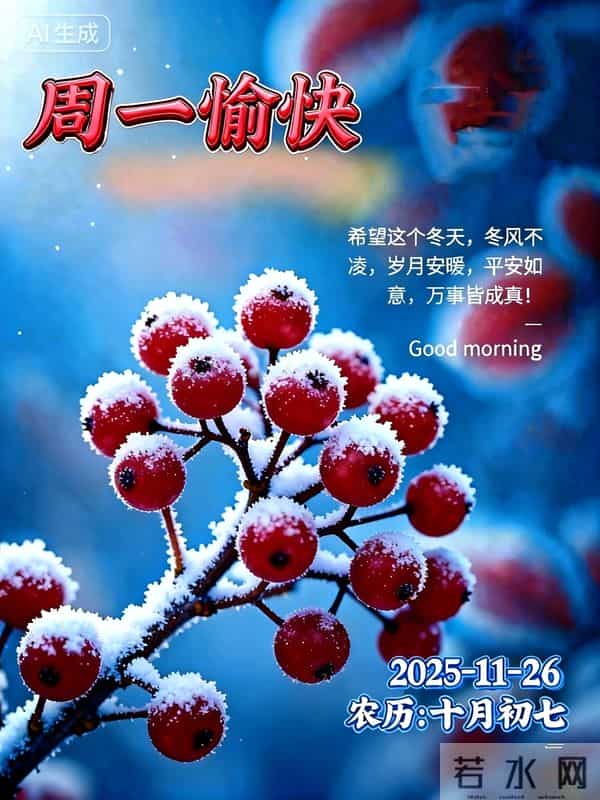 「冬日暖阳」11月24日早上好！初冬的早晨祝福问候语，早安图片