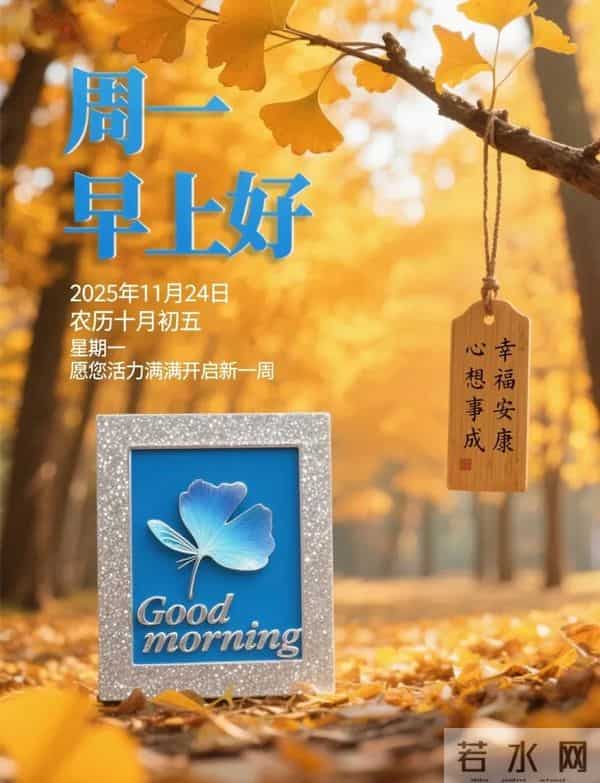 「冬日暖阳」11月24日早上好！初冬的早晨祝福问候语，早安图片