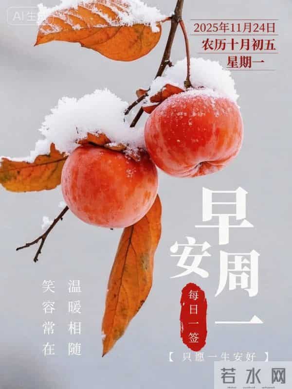 2025.11.24今日十月初五——早上好,周一祝福问候语,早安图片