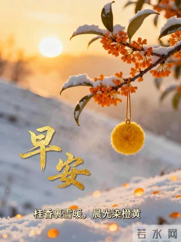 桂香裹雪暖,晨光染橙黄|2025.11.24周一早安祝福图片壁纸