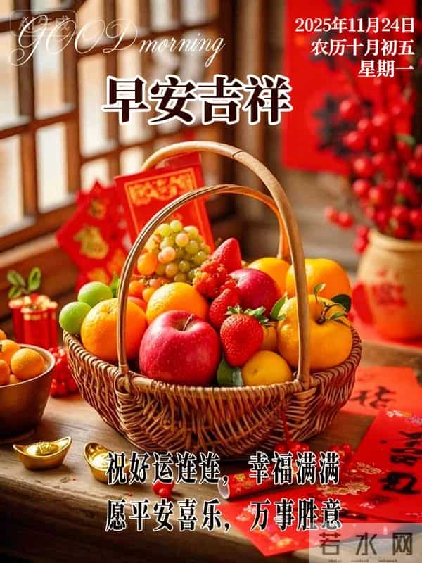 2025.11.24今日十月初五——早上好,周一祝福问候语,早安图片