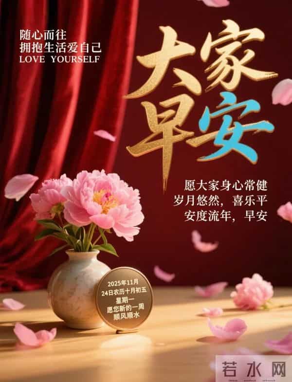 「冬日暖阳」11月24日早上好！初冬的早晨祝福问候语，早安图片