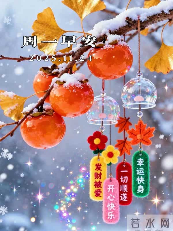 桂香裹雪暖,晨光染橙黄|2025.11.24周一早安祝福图片壁纸